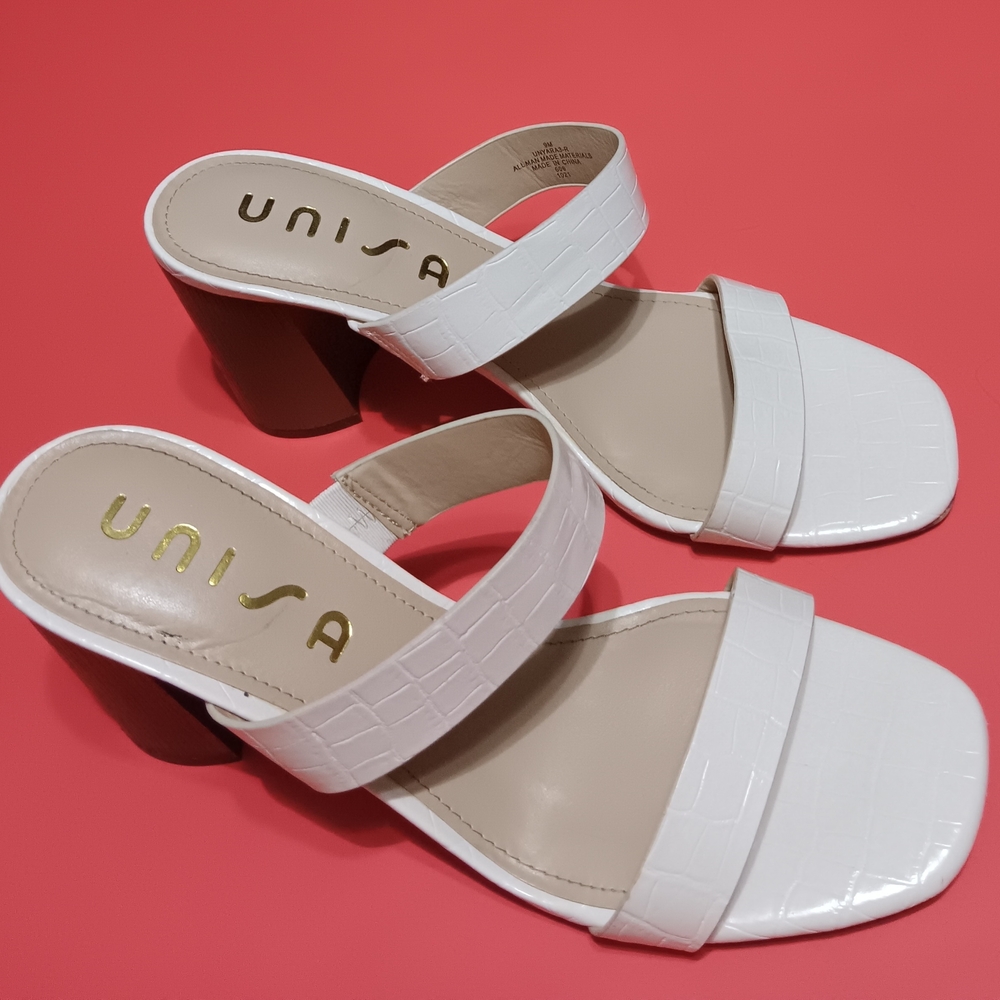 UNISA YARA3 Women's Cream Double Strap Heeled   Sandals - 9M